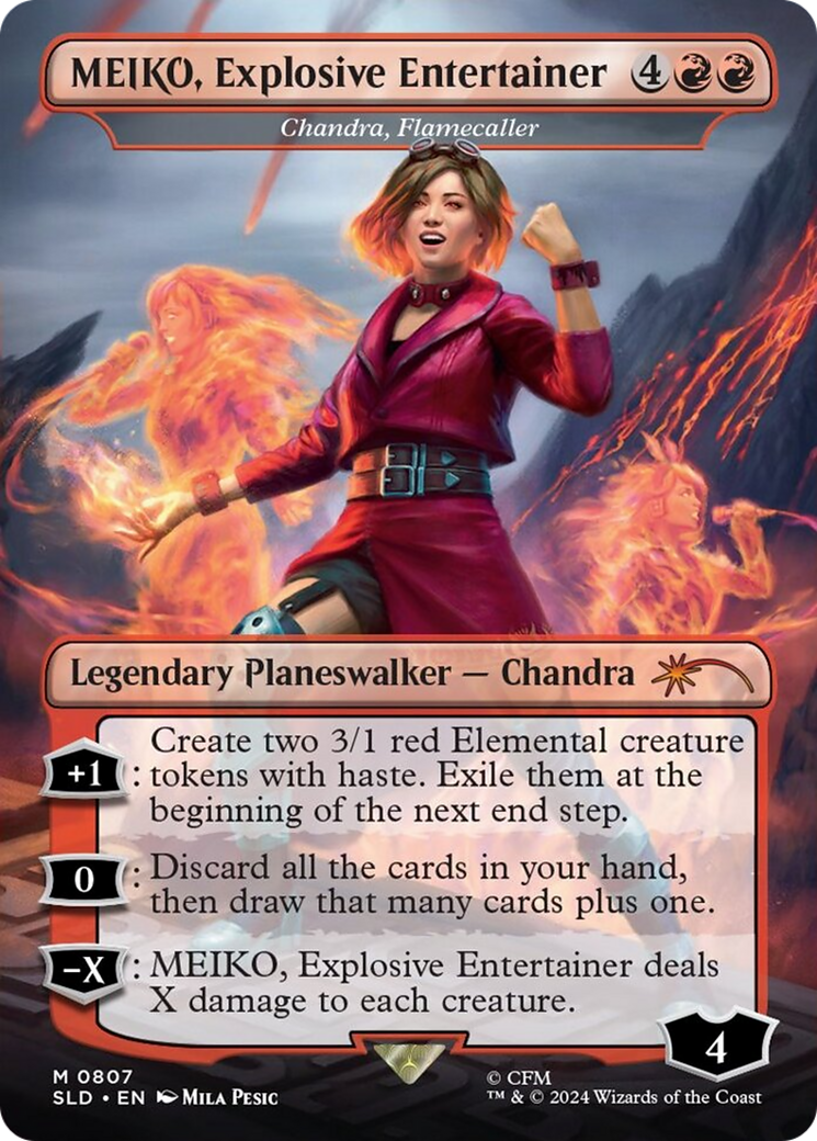 MEIKO, Explosive Entertainer - Chandra, Flamecaller (Rainbow Foil) (Japanese) [Secret Lair Drop Series]-1