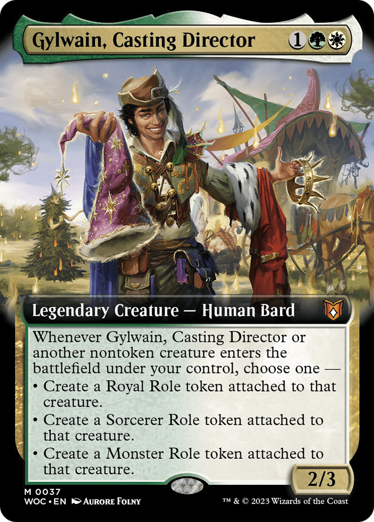 Gylwain, Casting Director (Extended Art) [Wilds of Eldraine Commander]-1
