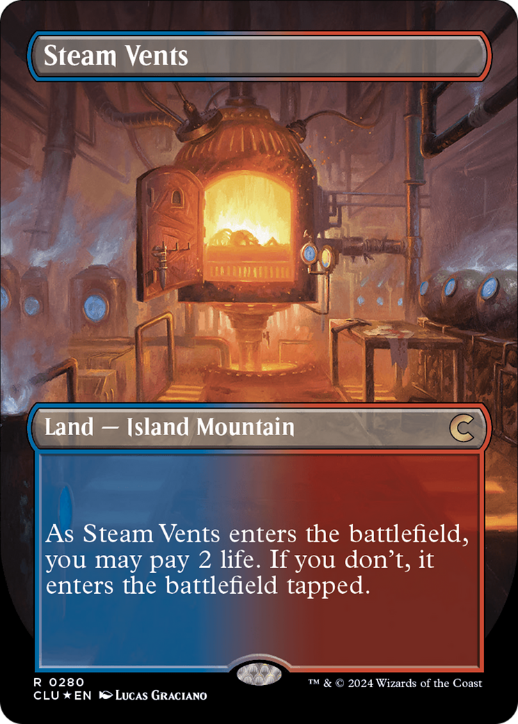 Steam Vents (Borderless) [Ravnica: Clue Edition]-1