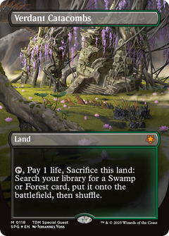 Verdant Catacombs (Borderless) (Dragonscale Foil) [Tarkir: Dragonstorm Special Guests]-1