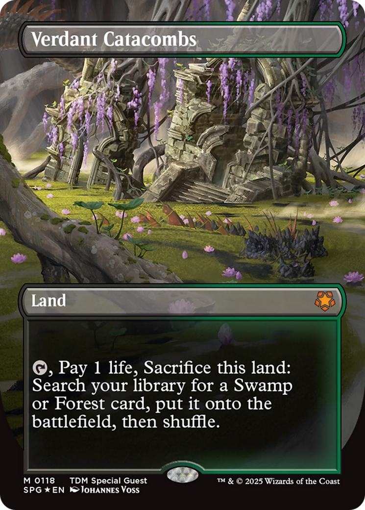 Verdant Catacombs (Borderless) (Dragonscale Foil) [Tarkir: Dragonstorm Special Guests]-1
