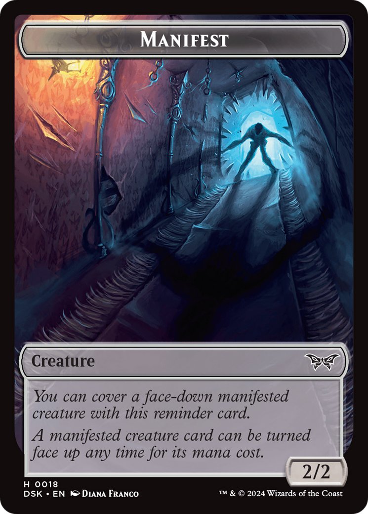 Emblem - Kaito, Bane of Nightmares // Manifest Double-Sided Token [Duskmourn: House of Horror Tokens]-2