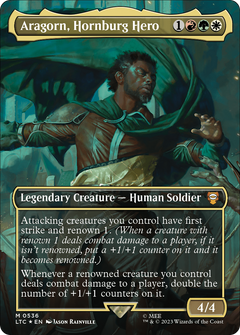 Aragorn, Hornburg Hero (Borderless) (Surge Foil) [The Lord of the Rings: Tales of Middle-Earth Commander]-1