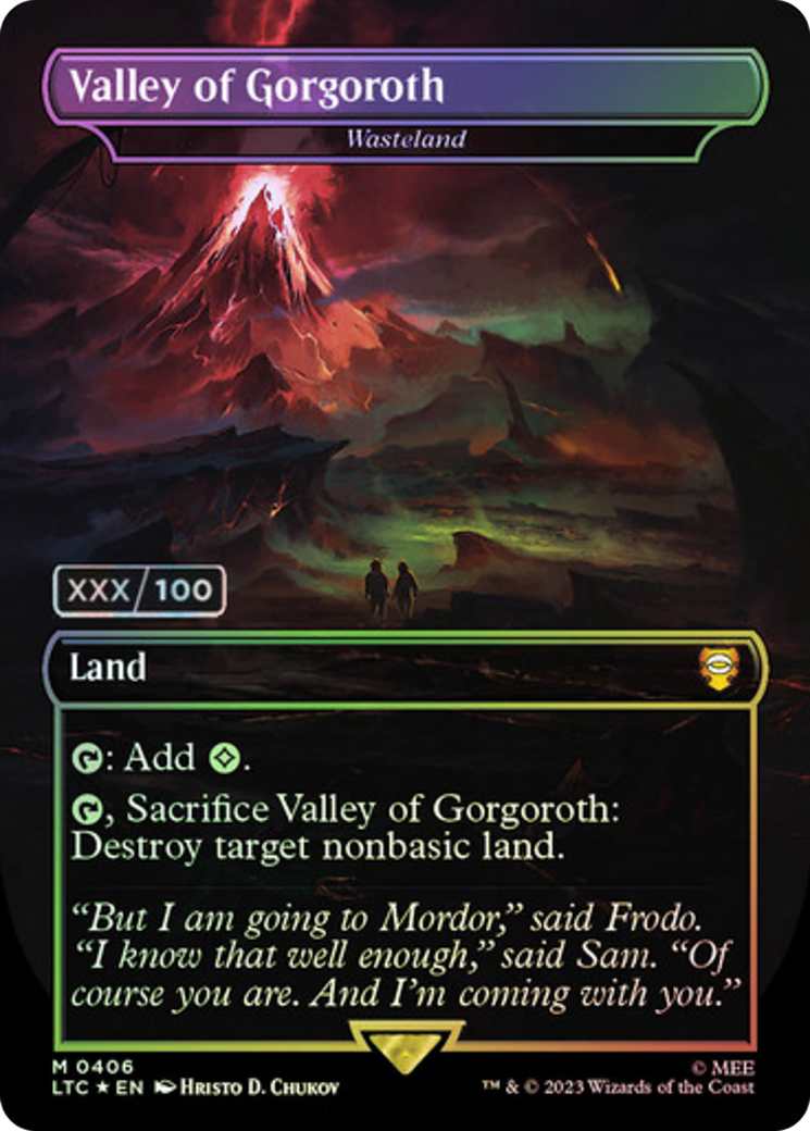 Valley of Gorgoroth - Wasteland (Serial Numbered) (LTC-406) - Tales of Middle-earth Commander / Valley of Gorgoroth (Borderless) Foil-1