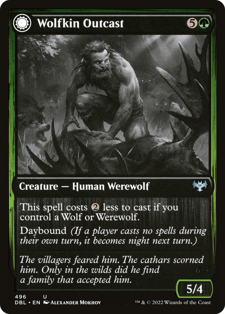 Wolfkin Outcast (DBL-496) - Innistrad: Double Feature: (Double Faced Transform) Foil-3