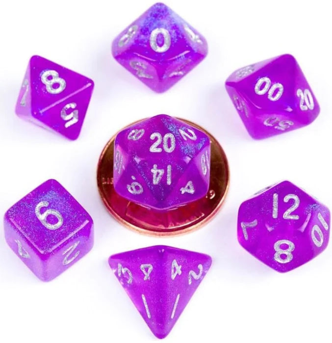MDG 10mm Mini Polyhedral Dice Set: Stardust Purple-1