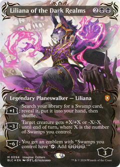 Liliana of the Dark Realms (Borderless) (Raised Foil) [Bloomburrow Commander]-1