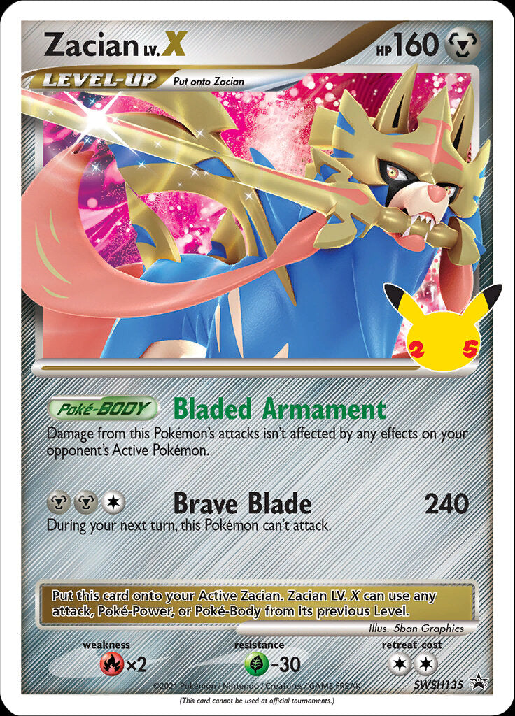 Zacian LV.X (SWSH135) (Celebrations) [Sword & Shield: Black Star Promos]-1