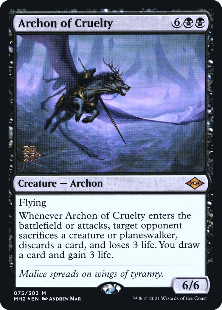 Archon of Cruelty [Modern Horizons 2 Prerelease Promos]-1