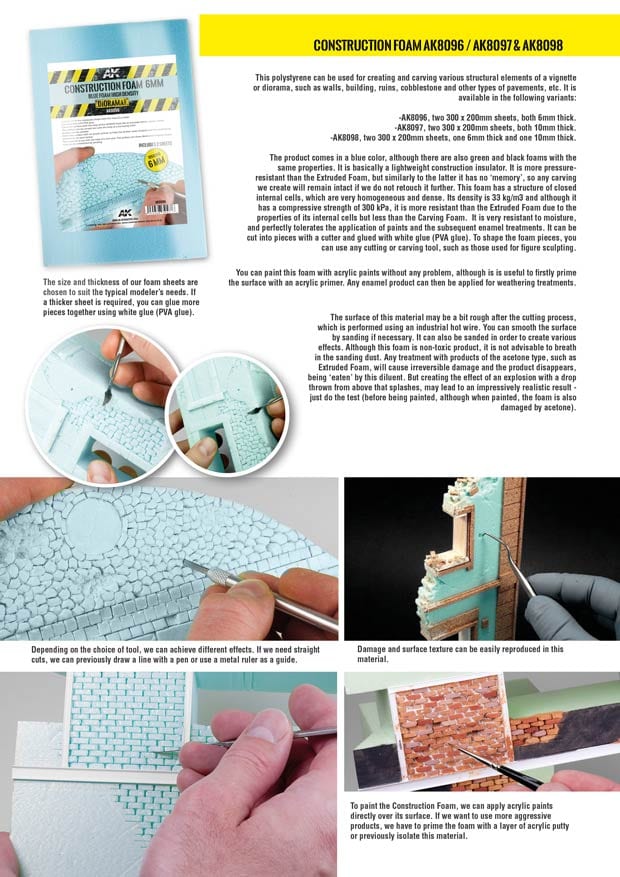 AK Interactive - Building Materials - Construction Foam 6&10mm - Blue Foam 195x295mm