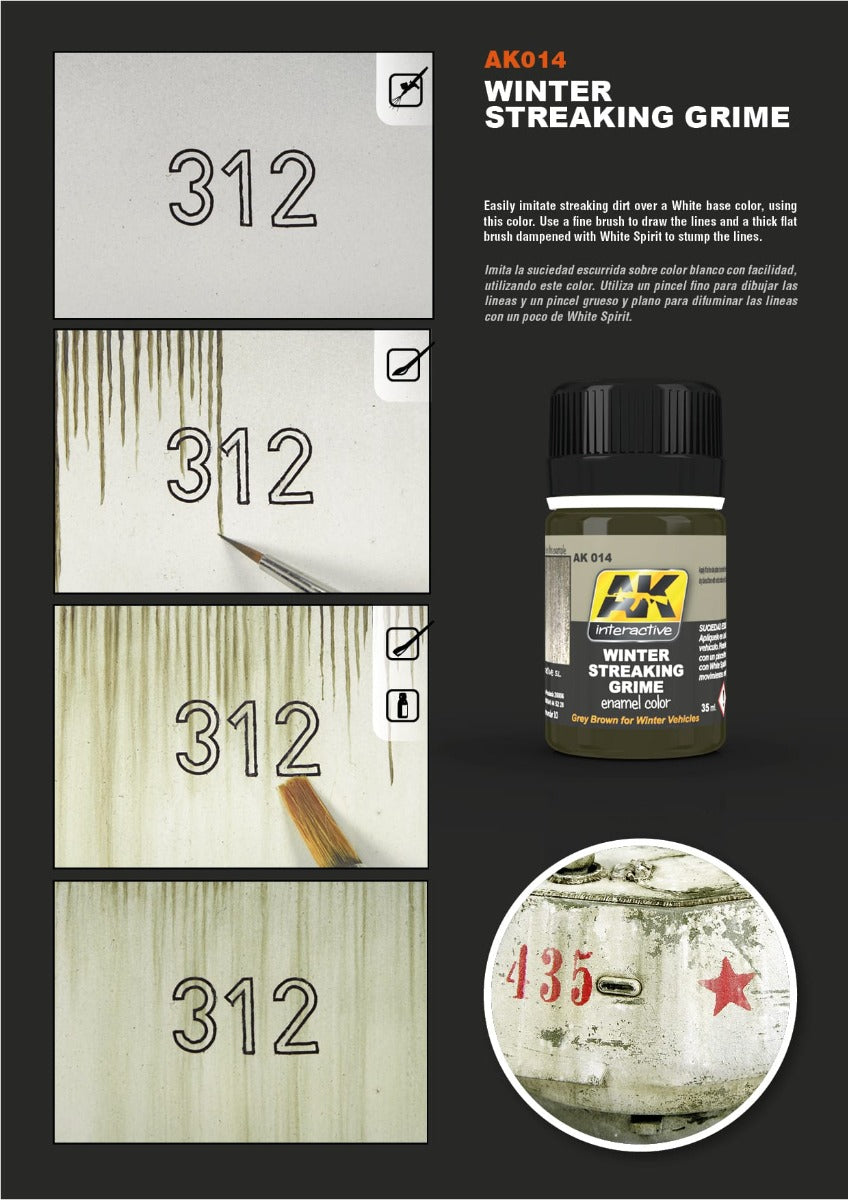AK Interactive - Weathering Products - Streaking Grime for Winter Vehicles 35ml