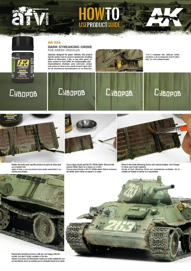 AK Interactive - Weathering Products - Streaking Grime for Dark Vehicles 35ml
