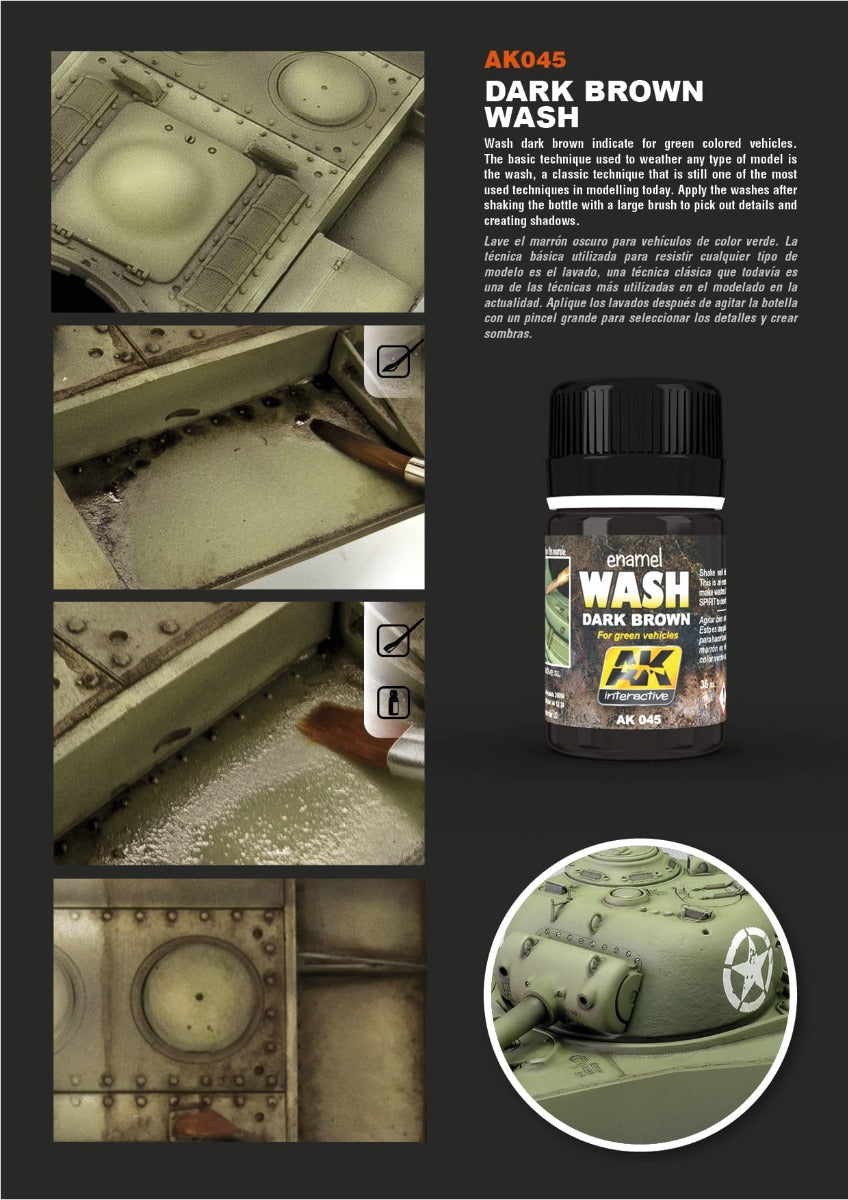 AK Interactive - Weathering Products - Dark Wash For Green Vehicles 35ml