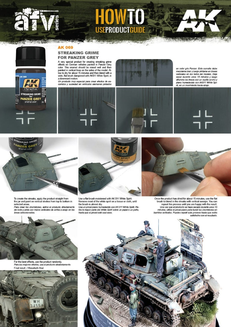AK Interactive - Weathering Products - Streaking Grime for Panzer Grey Vehicles 35ml