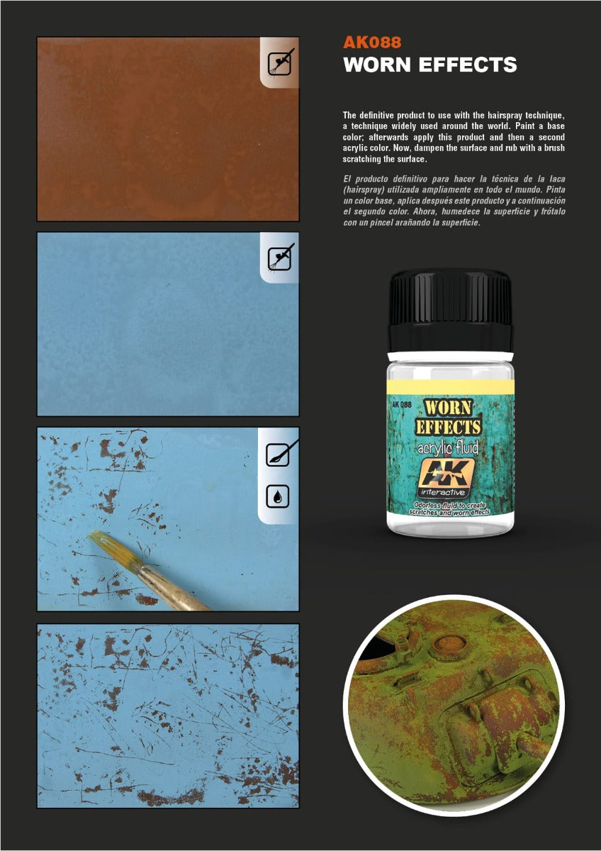 AK Interactive - Weathering Products - Worn Effects Acrylic Fluid 35ml