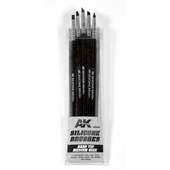 Ak Interactive - Tools  - Set Of 5 Silicone Brushes Hard Tip Medium