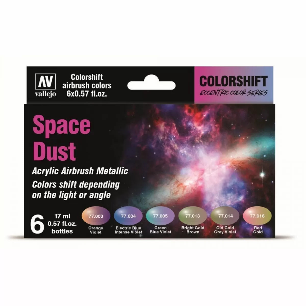Vallejo Eccentric - The Shifters Space Dust (6 Colour Set) Acrylic Airbrush Paint-1