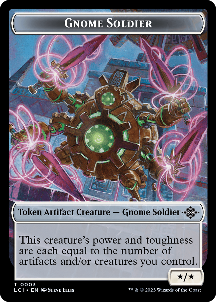 Fungus Dinosaur // Gnome Soldier Double-Sided Token [The Lost Caverns of Ixalan Tokens]-2