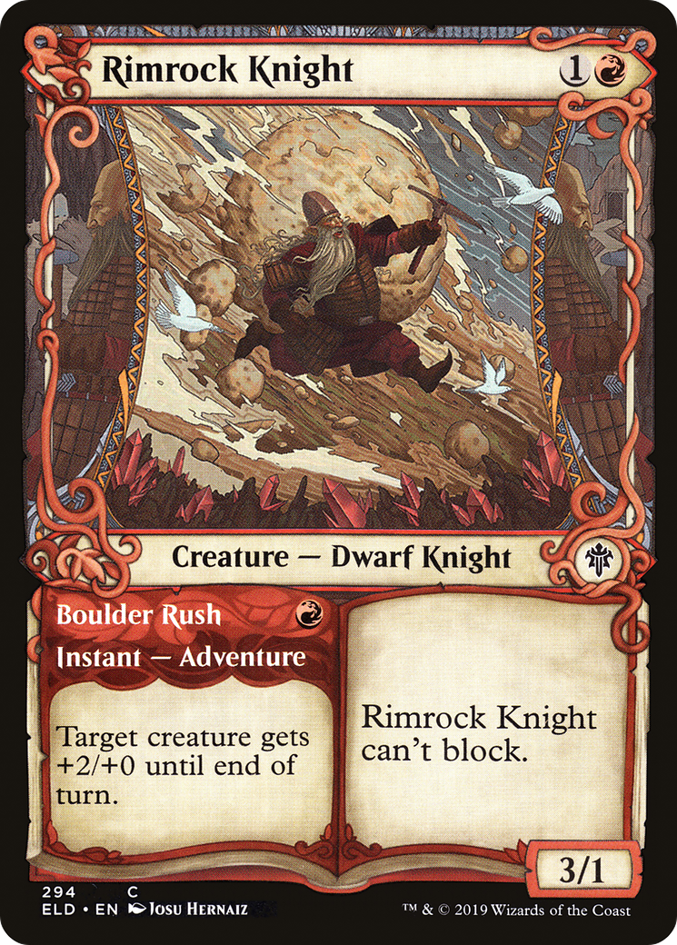 Rimrock Knight // Boulder Rush (Showcase) [Throne of Eldraine]-1
