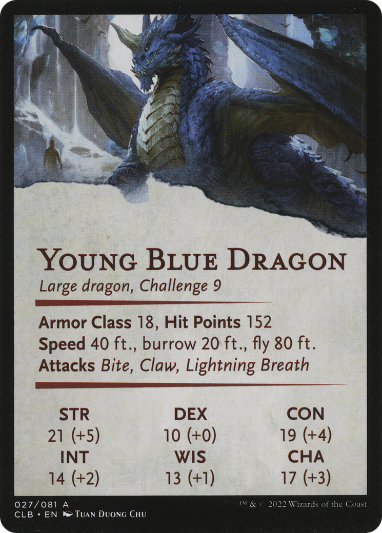 Young Blue Dragon // Young Blue Dragon (ACLB-027) - Battle for Baldur's Gate Art Series (Borderless) Foil-2