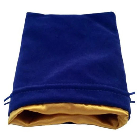 MDG Large Velvet Dice Bag with Gold Satin Lining - Blue