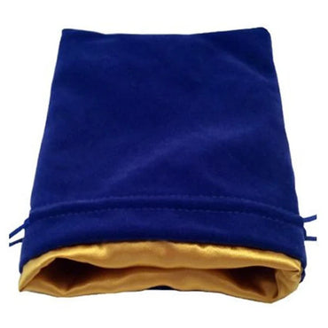 MDG Large Velvet Dice Bag with Gold Satin Lining - Blue