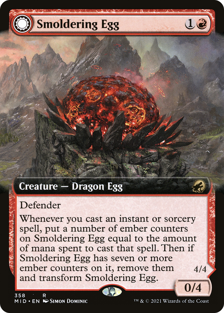 Smoldering Egg // Ashmouth Dragon (Extended Art) [Innistrad: Midnight Hunt]-3