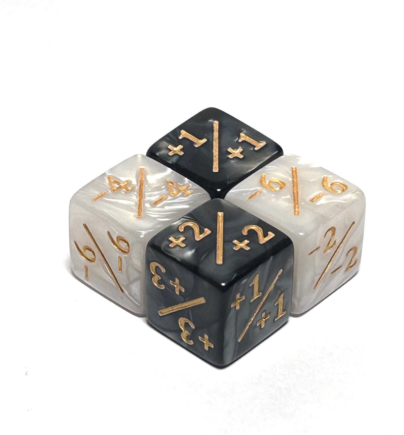 Positive Negative Dice +1+1/-1-1 Black and White Marble-1