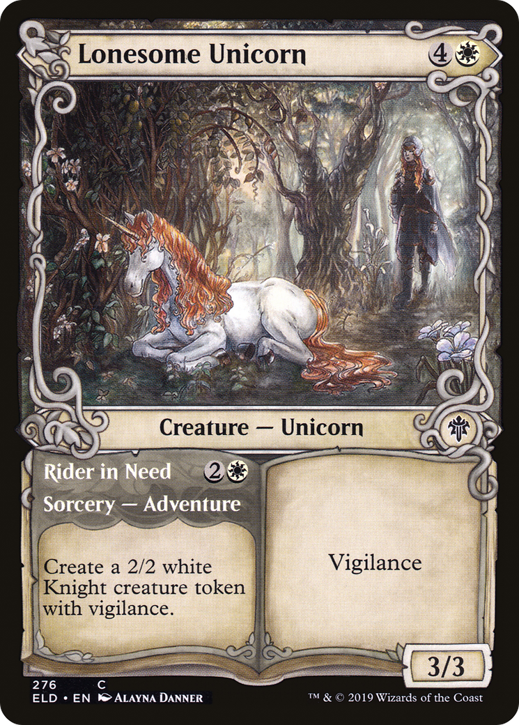 Lonesome Unicorn // Rider in Need (Showcase) [Throne of Eldraine]-1