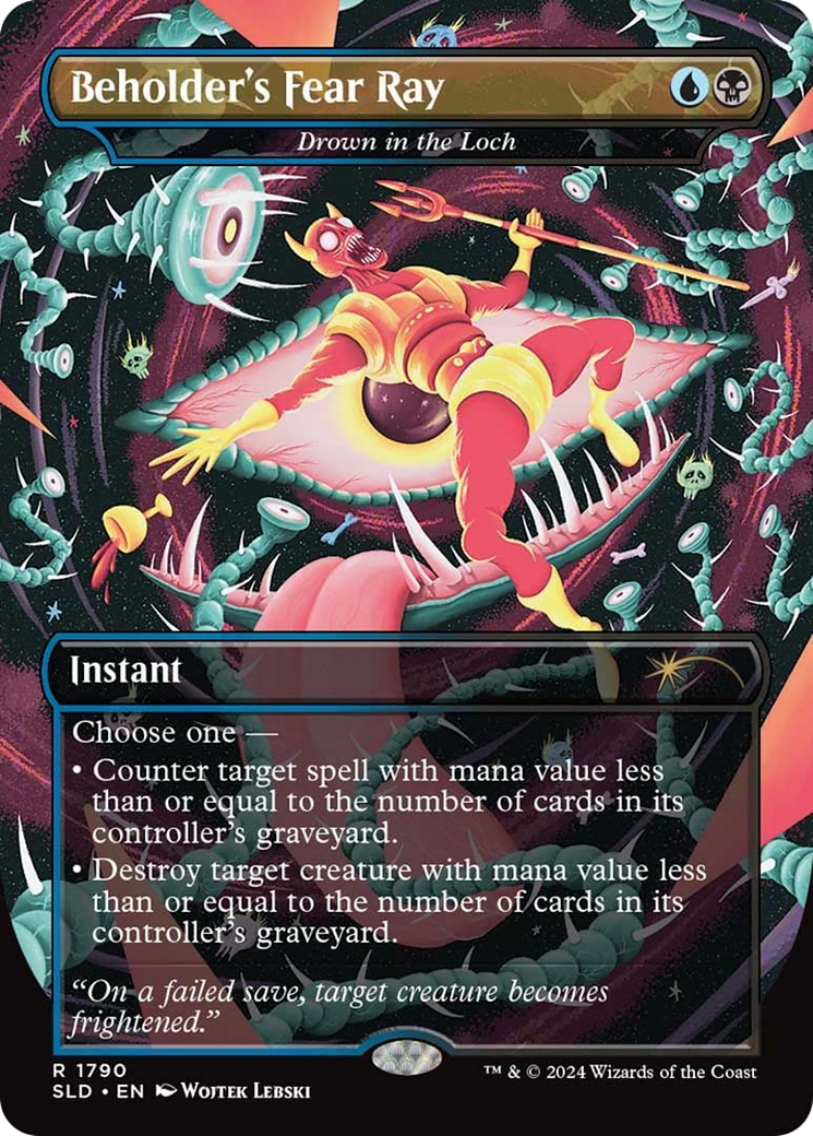 Drown in the Loch (SLD-1790) - Secret Lair Drop / Beholder's Fear Ray (Borderless) Foil-1