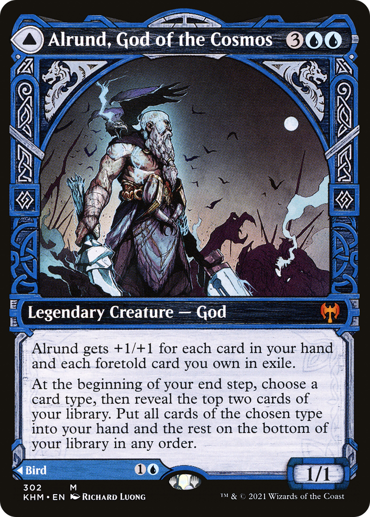Alrund, God of the Cosmos // Hakka, Whispering Raven (Showcase) [Kaldheim]-3