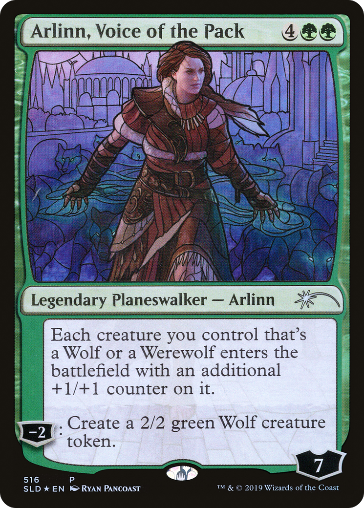 Arlinn, Voice of the Pack (Stained Glass) [Secret Lair Drop Promos]-1