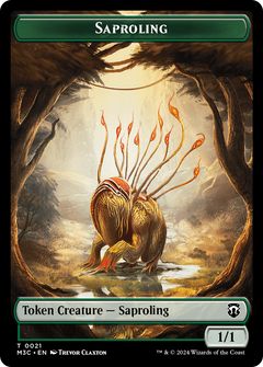 Saproling (Ripple Foil) // Emblem - Garruk, Apex Predator Double-Sided Token [Modern Horizons 3 Commander Tokens]-1