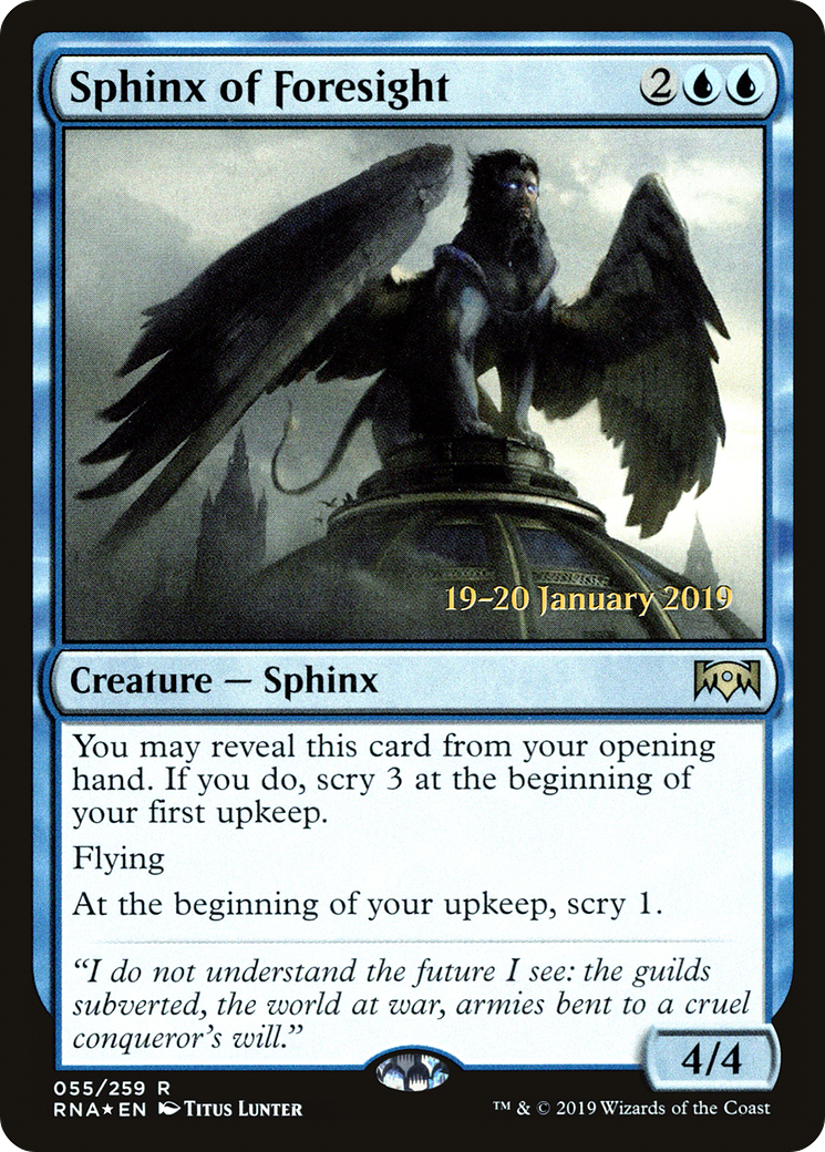 Sphinx of Foresight [Ravnica Allegiance Prerelease Promos]-1