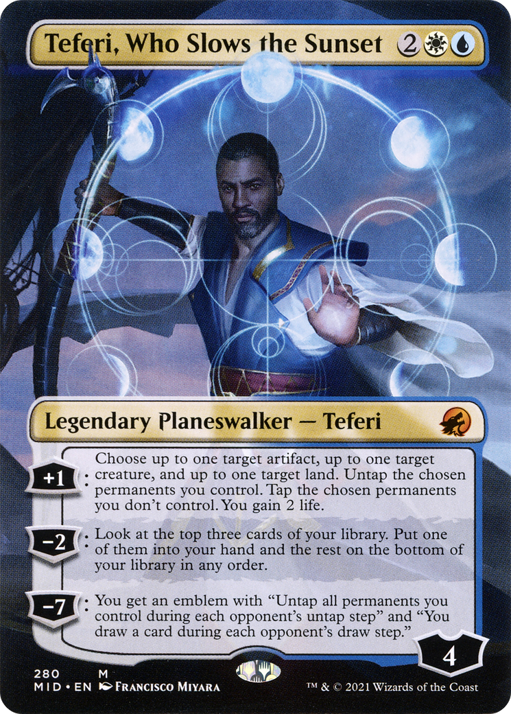 Teferi, Who Slows the Sunset (Borderless) [Innistrad: Midnight Hunt]-1