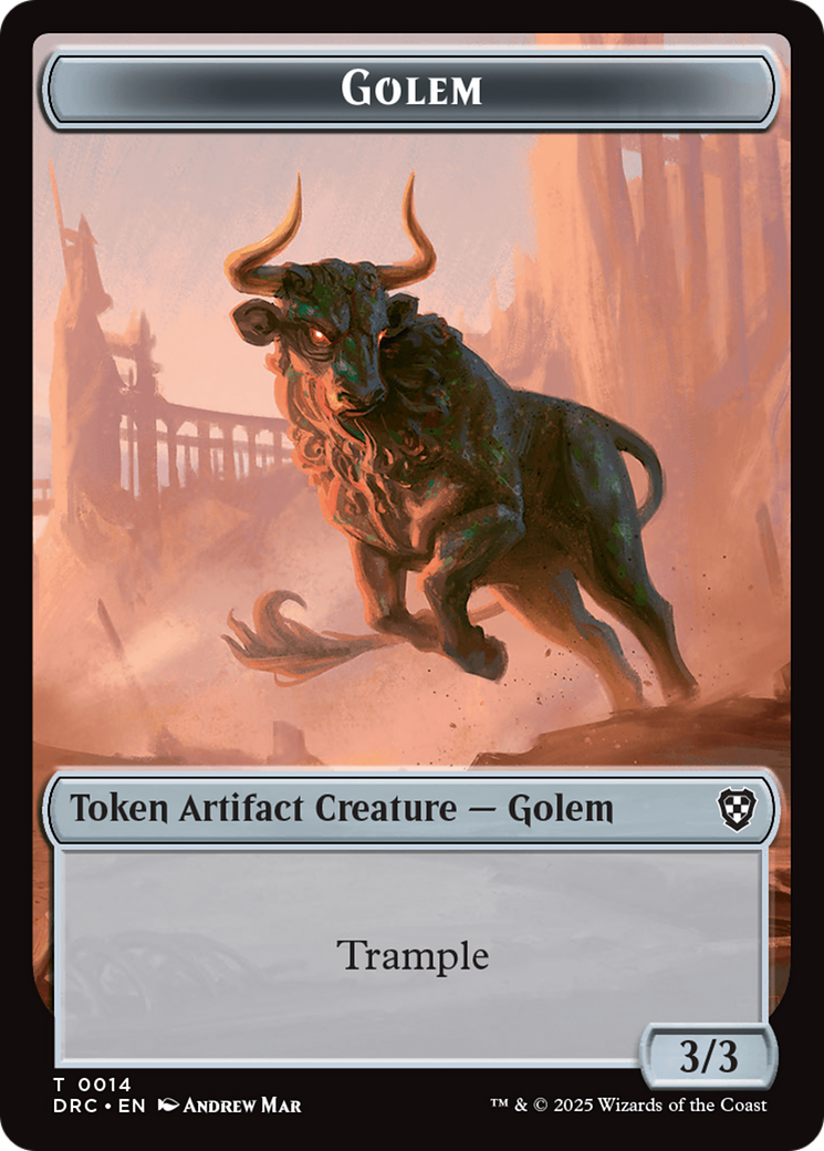 Golem (0014) // Thopter (0010) Double-Sided Token [Aetherdrift Tokens]-1