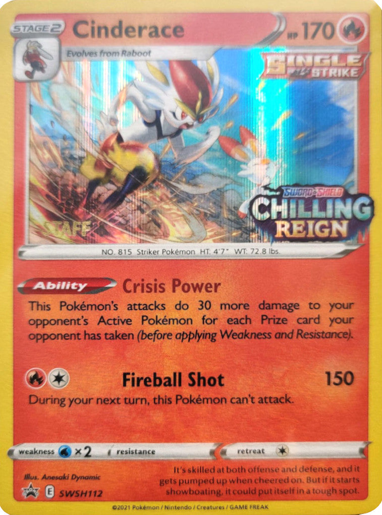 Cinderace (SWSH112) (Staff Prerelease Promo) [Sword & Shield: Black Star Promos]-1
