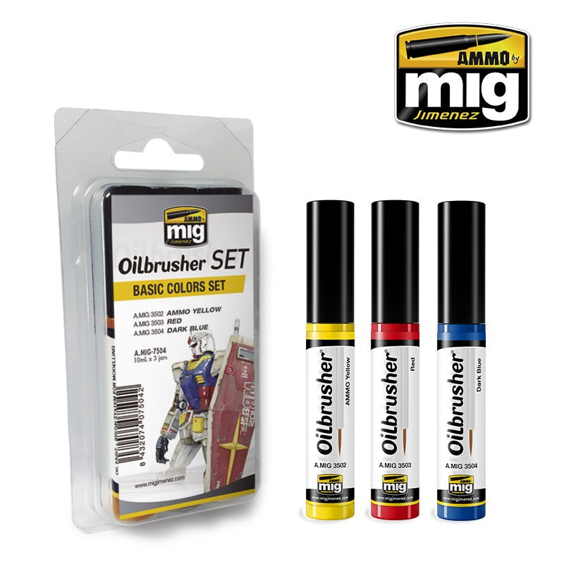 Ammo by MIG -  Oilbrushers - Basic Colors Set