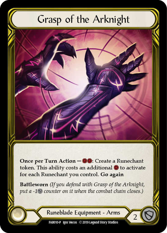Grasp of the Arknight [FAB010-P] (Promo)  1st Edition Cold Foil - Golden-1