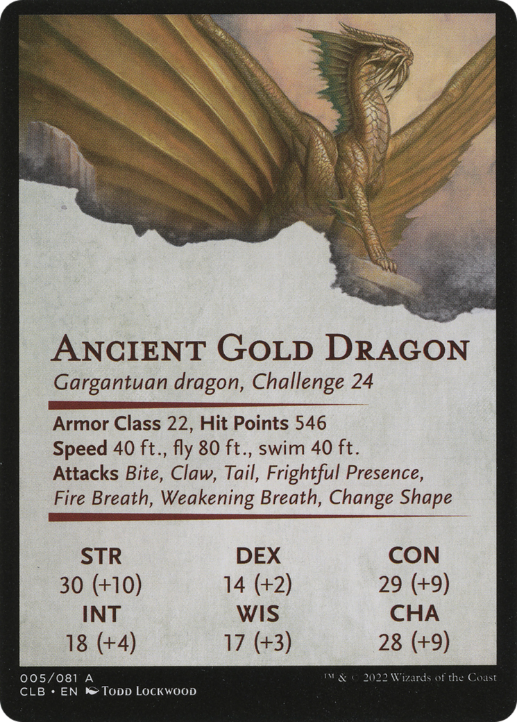 Ancient Gold Dragon // Ancient Gold Dragon (ACLB-005) - Battle for Baldur's Gate Art Series (Borderless)-2