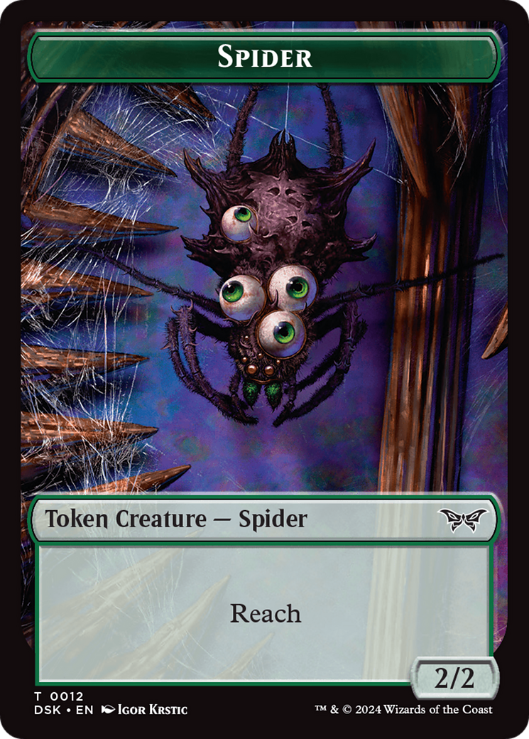 Insect (0013) // Spider Double-Sided Token [Duskmourn: House of Horror Tokens]-2