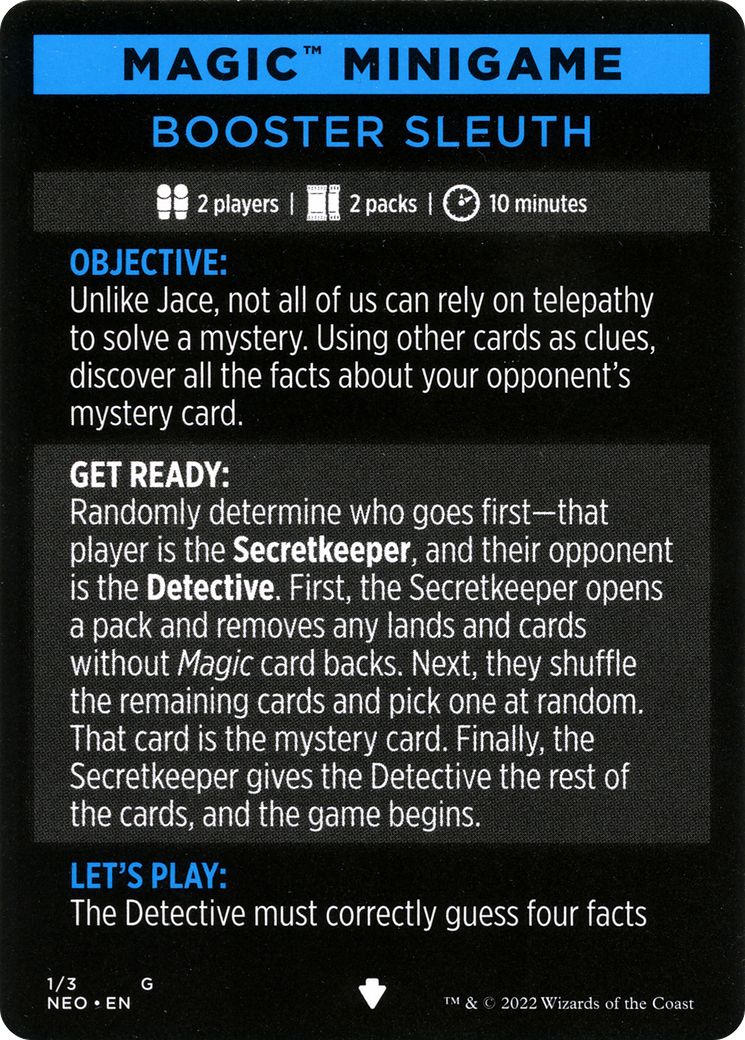 Booster Sleuth // Booster Sleuth (cont'd) (MNEO-001) - Kamigawa: Neon Dynasty Minigames-1