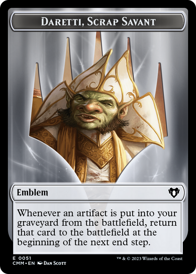 Soldier (0009) // Daretti, Scrap Savant Emblem Double-Sided Token [Commander Masters Tokens]-2