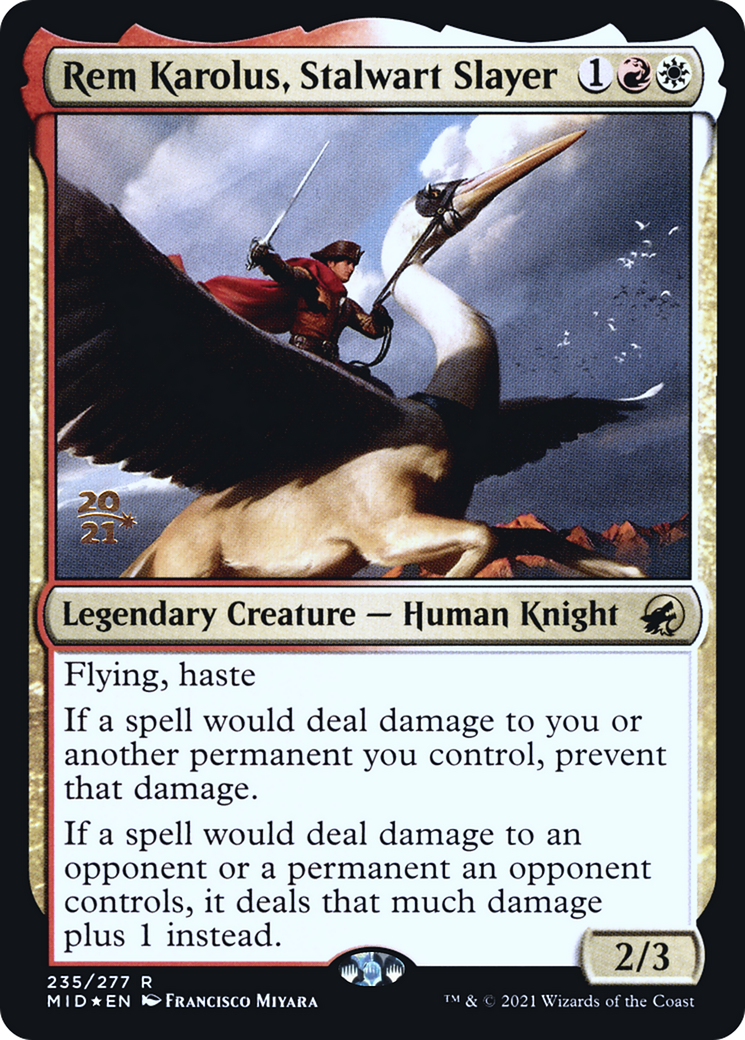 Rem Karolus, Stalwart Slayer [Innistrad: Midnight Hunt Prerelease Promos]-1