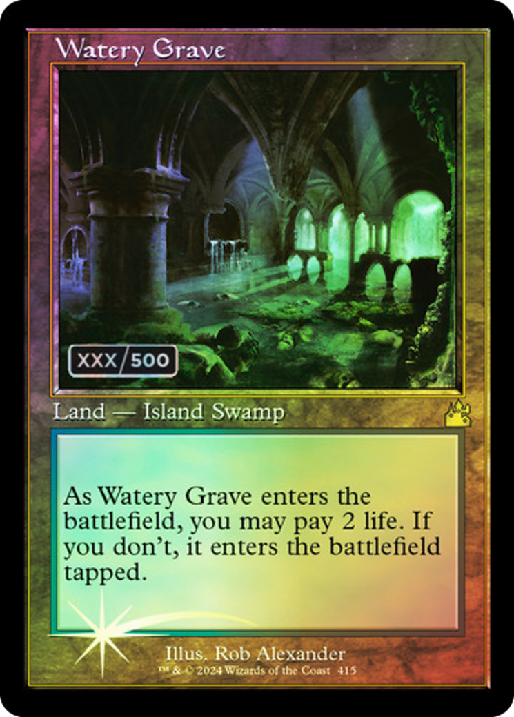 Watery Grave (Retro Frame) (Serial Numbered) (RVR-415) - Ravnica Remastered Foil-1