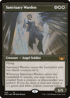 Sanctuary Warden (Showcase Art Deco Foil Etched) [Streets of New Capenna]-1