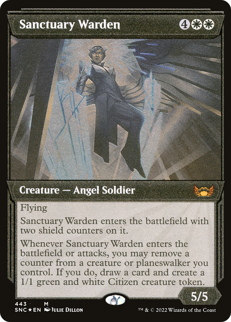 Sanctuary Warden (Showcase Art Deco Foil Etched) [Streets of New Capenna]-1