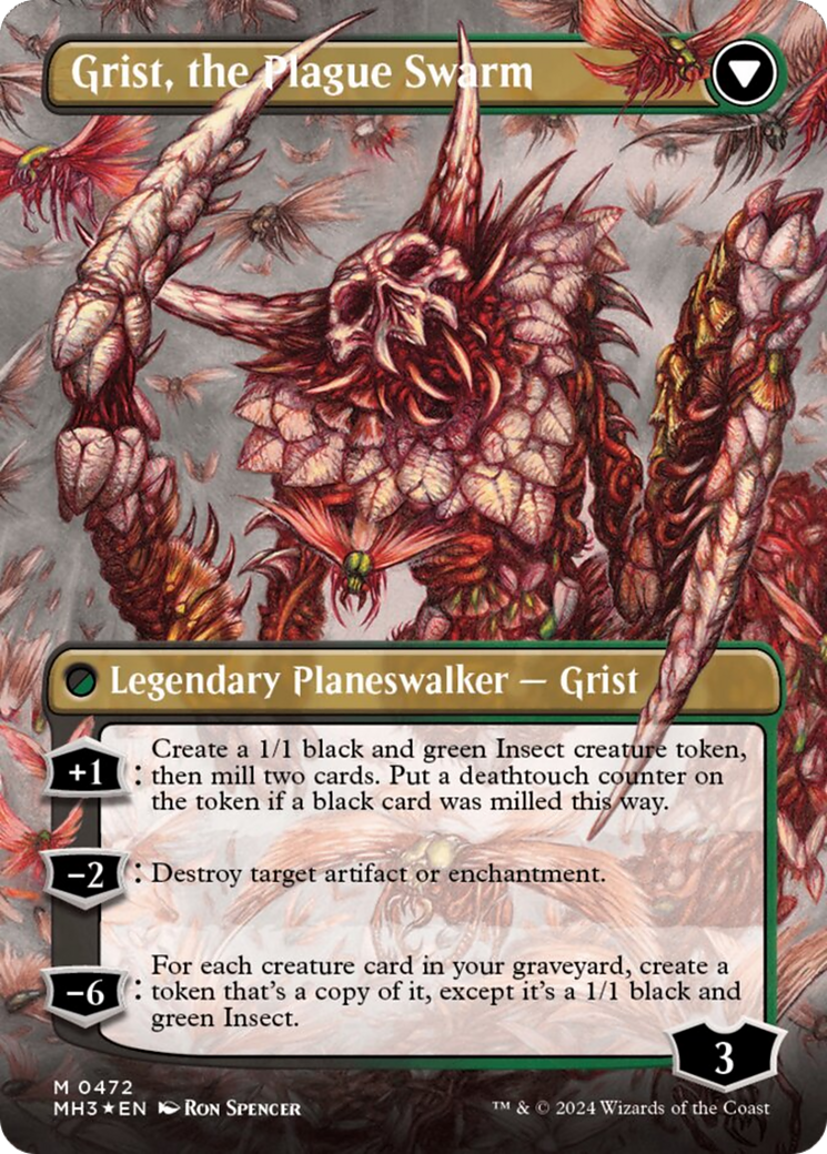 Grist, Voracious Larva // Grist, the Plague Swarm (Borderless) (Textured Foil) [Modern Horizons 3]-2