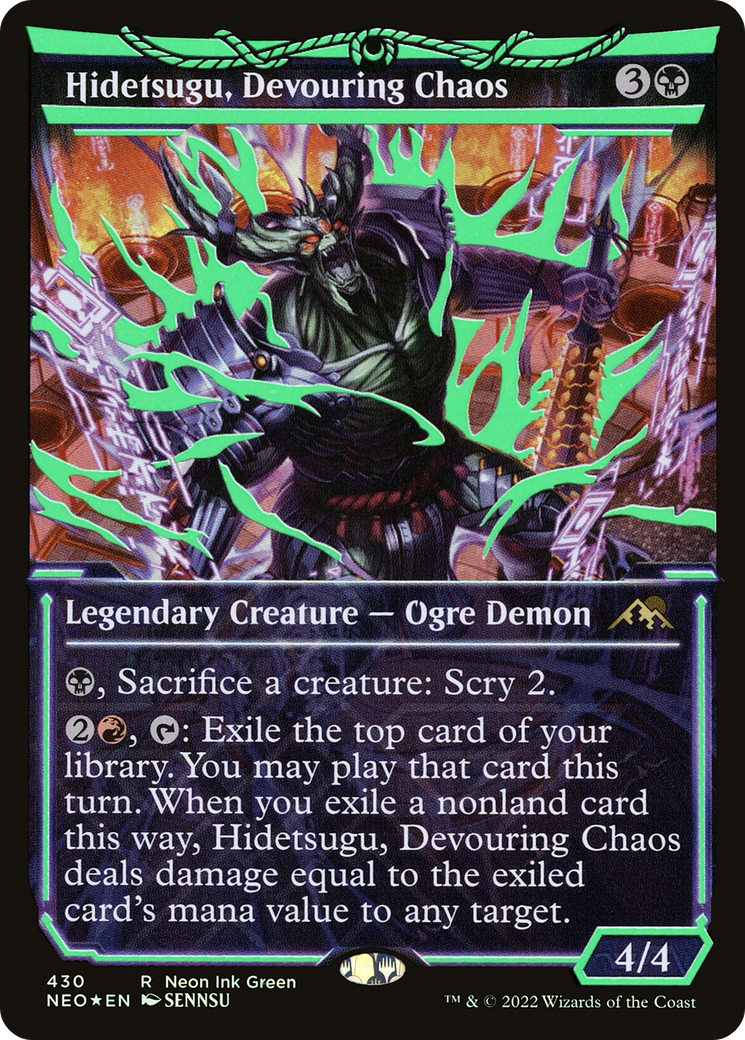 Hidetsugu, Devouring Chaos (Neon Ink Green) [Kamigawa: Neon Dynasty]-1