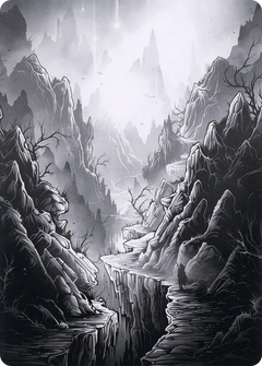Mountain // Mountain (AMID-079) - Midnight Hunt Art Series (Borderless) Foil-1